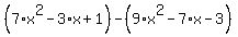%287%2Ax%5E2-3%2Ax%2B1%29-%289%2Ax%5E2-7%2Ax-3%29