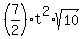 %287%2F2%29t%5E2%2Asqrt%2810%29