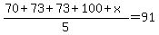 %2870%2B73%2B73%2B100%2Bx%29%2F5=91