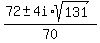 %2872+%2B-+4i%2Asqrt%28131%29%29%2F70+