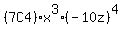 %287C4%29%2Ax%5E3%2A%28-10z%29%5E4