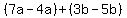 %287a-4a%29%2B%283b-5b%29