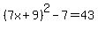 %287x%2B9%29%5E2-7=43