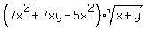 %287x%5E2%2B7xy-5x%5E2%29sqrt%28x%2By%29