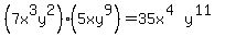 %287x%5E3y%5E2%29%2A%285xy%5E9%29=35x%5E%284%29y%5E%2811%29