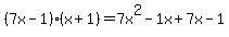 %287x-1%29%28x%2B1%29=7x%5E2-1x%2B7x-1