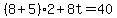%288%2B5%292%2B8t=40