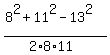 %288%5E2+%2B+11%5E2+-+13%5E2%29%2F%282%2A8%2A11%29