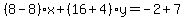 %288-8%29%2Ax%2B%2816%2B4%29y=-2%2B7