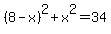 %288-x%29%5E2%2Bx%5E2=34
