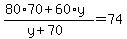 %2880%2A70%2B60%2Ay%29%2F%28y%2B70%29=74