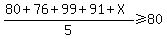 %2880%2B76%2B99%2B91%2BX%29%2F5%3E=80