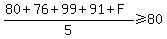 %2880+%2B+76+%2B+99+%2B+91+%2B+F%29%2F5+%3E=+80