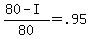 %2880+-I%29%2F80+=+.95