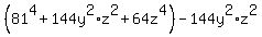%2881%5E4+%2B+144y%5E2%2Az%5E2+%2B+64z%5E4%29+-+144y%5E2%2Az%5E2