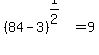 %2884-3%29%5E%281%2F2%29=9