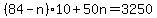 %2884-n%2910%2B50n=3250