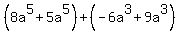 %288a%5E5%2B5a%5E5%29%2B%28-6a%5E3%2B9a%5E3%29