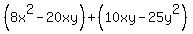 %288x%5E2-20xy%29%2B%2810xy-25y%5E2%29