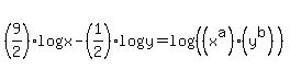 %289%2F2%29log%28x%29-%281%2F2%29log%28y%29=log%28%28%28x%5Ea%29%28y%5Eb%29%29%29