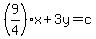 %289%2F4%29x%2B3y+=+c