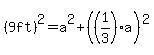 %289ft%29%5E2=a%5E2%2B%28%281%2F3%29a%29%5E2