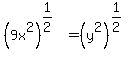 %289x%5E2%29%5E%281%2F2%29=%28y%5E2%29%5E%281%2F2%29