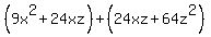 %289x%5E2%2B24xz%29%2B%2824xz%2B64z%5E2%29