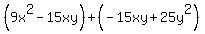 %289x%5E2-15xy%29%2B%28-15xy%2B25y%5E2%29