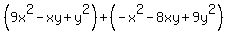 %289x%5E2-xy%2By%5E2%29%2B+%28-x%5E2-8xy%2B9y%5E2%29