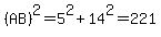 %28AB%29%5E2+=+5%5E2%2B14%5E2+=+221