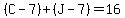 %28C-7%29%2B%28J-7%29=16