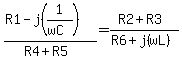 %28R1+-+j%281%2F%28wC%29%29%29%2F%28R4+%2B+R5%29+=+%28R2+%2B+R3%29%2F%28R6+%2B+j%28wL%29%29