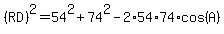%28RD%29%5E2=54%5E2%2B74%5E2-2%2A54%2A74%2Acos%28A%29