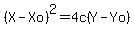%28X-Xo%29%5E2=4c%28Y-Yo%29