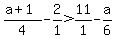%28a%2B1%29%2F4+-+2%2F1+%3E+11%2F1+-+a%2F6