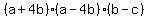 %28a%2B4b%29%28a-4b%29%28b-c%29