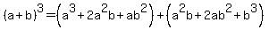 %28a%2Bb%29%5E3=%28a%5E3%2B2a%5E2b%2Bab%5E2%29%2B%28a%5E2b%2B2ab%5E2%2Bb%5E3%29