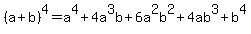 %28a%2Bb%29%5E4=a%5E4%2B4a%5E3b%2B6a%5E2b%5E2%2B4ab%5E3%2Bb%5E4