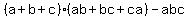 %28a%2Bb%2Bc%29%28ab%2Bbc%2Bca%29-abc