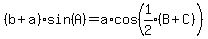 %28b%2Ba%29sin%28A%29+=+a%2Acos%28expr%281%2F2%29%28B%2BC%29%29