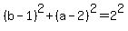 %28b-1%29%5E2%2B%28a-2%29%5E2+=+2%5E2