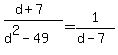 %28d%2B7%29%2F%28d%5E2-49%29=1%2F%28d-7%29