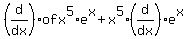 %28d%2Fdx%29+of+x%5E5%2Ae%5Ex+%2B+x%5E5%2A%28d%2Fdx%29e%5Ex