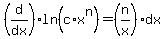 %28d%2Fdx%29ln%28c%2Ax%5En%29=%28n%2Fx%29dx