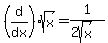 %28d%2Fdx%29sqrt%28x%29=1%2F%282sqrt%28x%29%29