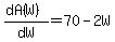 %28dA%28W%29%29%2FdW=70-2W