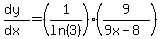 %28dy%29%2F%28dx%29=%281%2Fln%283%29%29%289%2F%289x-8%29%29