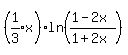 %28expr%281%2F3%29x%29ln%28%281-2x%29%2F%281%2B2x%29%29%5E%22%22
