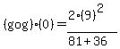 %28g+o+g%29%280%29=%282%2A%289%29%5E2%29%2F%2881%2B36%29